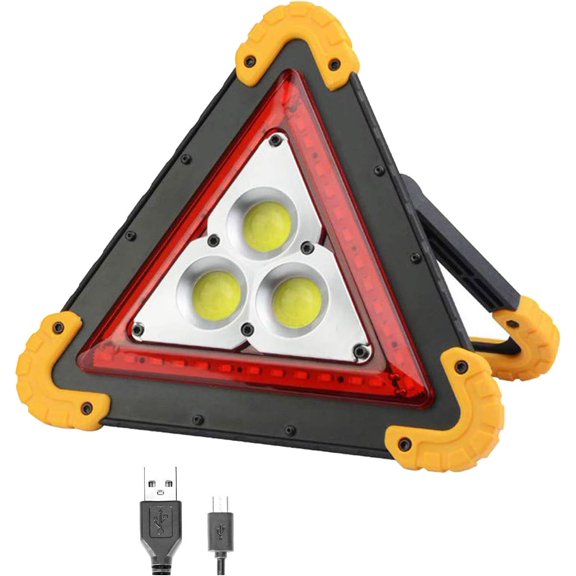 LINLIN 30W LED Work Light Rechargeable Camping Lantern,Waterproof 4 Modes Triangle Emergency Warning Light,Power Bank Waterproof Floodlight for Hiking,Barbecue,Repairing,Roadside Assistance