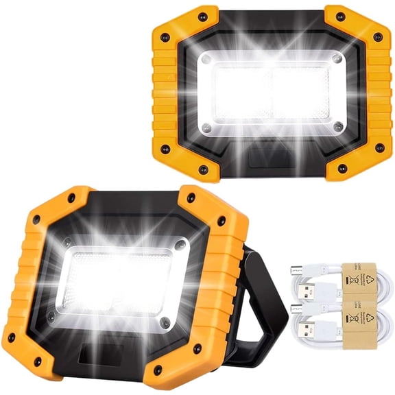 LINLIN 30W LED Work Light Rechargeable Portable COB Battery Floodlight Super Bright 2000Lm Outdoor Security Light USB Waterproof Lamp for Camping Hiking Fishing Emergency Garage Workshop