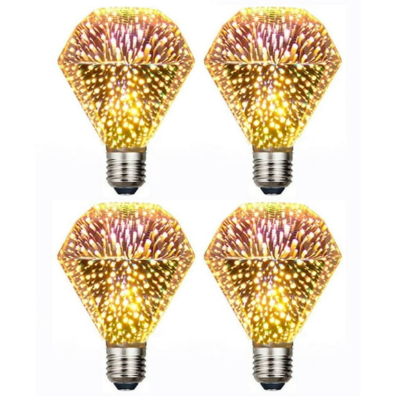LINLIN 3D Firework Bulb Starry Light Bulb E27 AC 85-220V 4W Retro Edison Bulb Warm White Light for Holiday Christmas Decoration Bar Glass LED Lamp