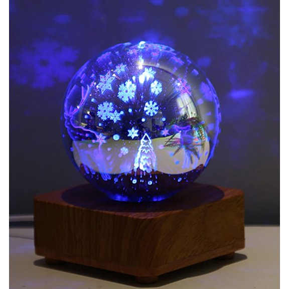 LINLIN 3D Fireworks Desk Lamp, RGB LED Glass Ball Table Lamp USB Power Night Light Bedside Lamp for Home Decoration Lamp