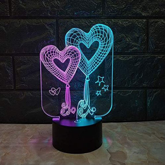 LINLIN 3D Night Light, 3D USB 3D Illusion Light Desk Lamp Touch Night Light with 7 Color Optical Illusion Desk Lights for Musical Instrument Shop Home Party Supply Decoration