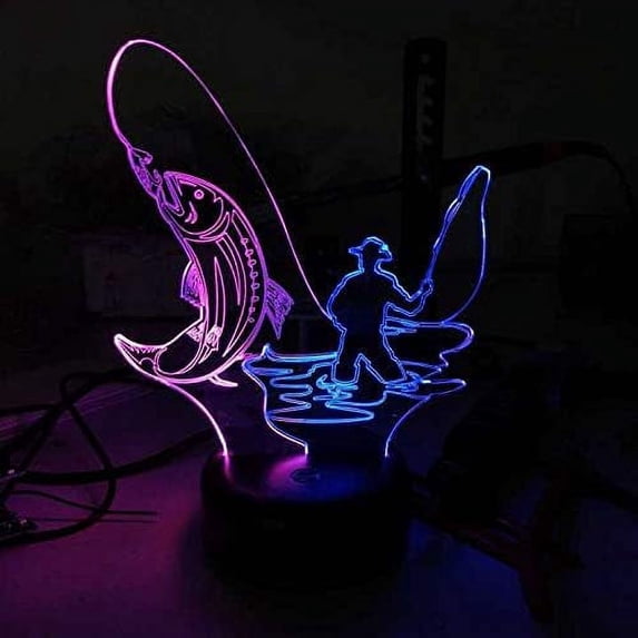 LINLIN 3D Night Light, 3D USB 3D Illusion Light Desk Lamp Touch Night Light with 7 Color Optical Illusion Desk Lights for Musical Instrument Shop Home Party Supply Decoration