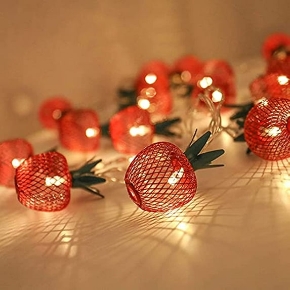 LINLIN 3M/9.8 Feet 20LED Iron Apple Fruit Shape String Light Metal Mesh Fairy Lights Battery Operated Twinkle Lamp for Bedroom Wedding Indoor Outdoor Home Party Decoration