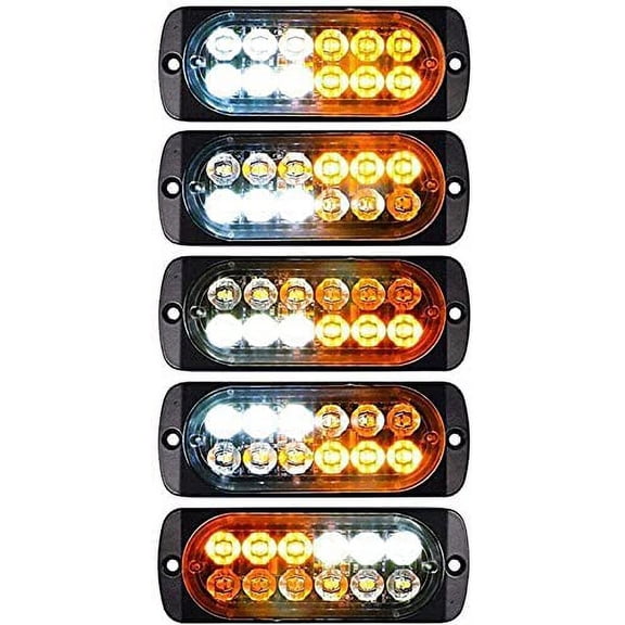 LINLIN 4 Pack 12LED Emergenty Warning Lights,LED Safety Emergency Flashing Lights 12-24V Amber Strobe Hazard Warning Light Waterproof