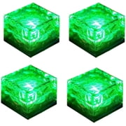 LINLIN 4 Pack Solar Glass Brick Lights, Ice Cube Lights Solar Landscape Light Buried LED Frost Glass Path Lights for Garden, Outdoor Decoration Waterproof