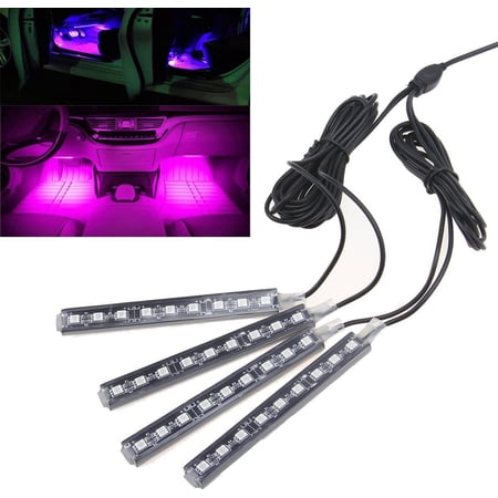 LINLIN 4 in 1 Car Auto Interior Atmosphere Lights Lamp Strip Floor Decoration Lighting Remote Music Voice 12V 36 LED