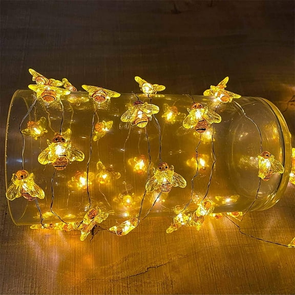 LINLIN 40LED Bee String Light, Waterproof Battery Operated 8 Modes Fairy Tale Light, with Remote Control, Suitable for Outdoor Indoor Parties, Weddings, Gardens, Christmas