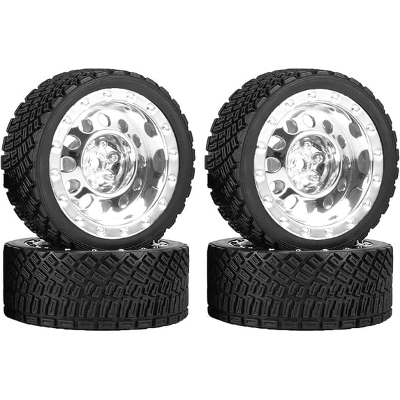 LINLIN 4PCS 65mm RC Rally Car Tyres Striped Pattern Rubber Tires Plastic Wheel Rims 12mm Hex Compatible with 1/10 RC On-Road Racing Car HSP Tamiya Sakura HPI WR8 HSP TT02 WLtoys