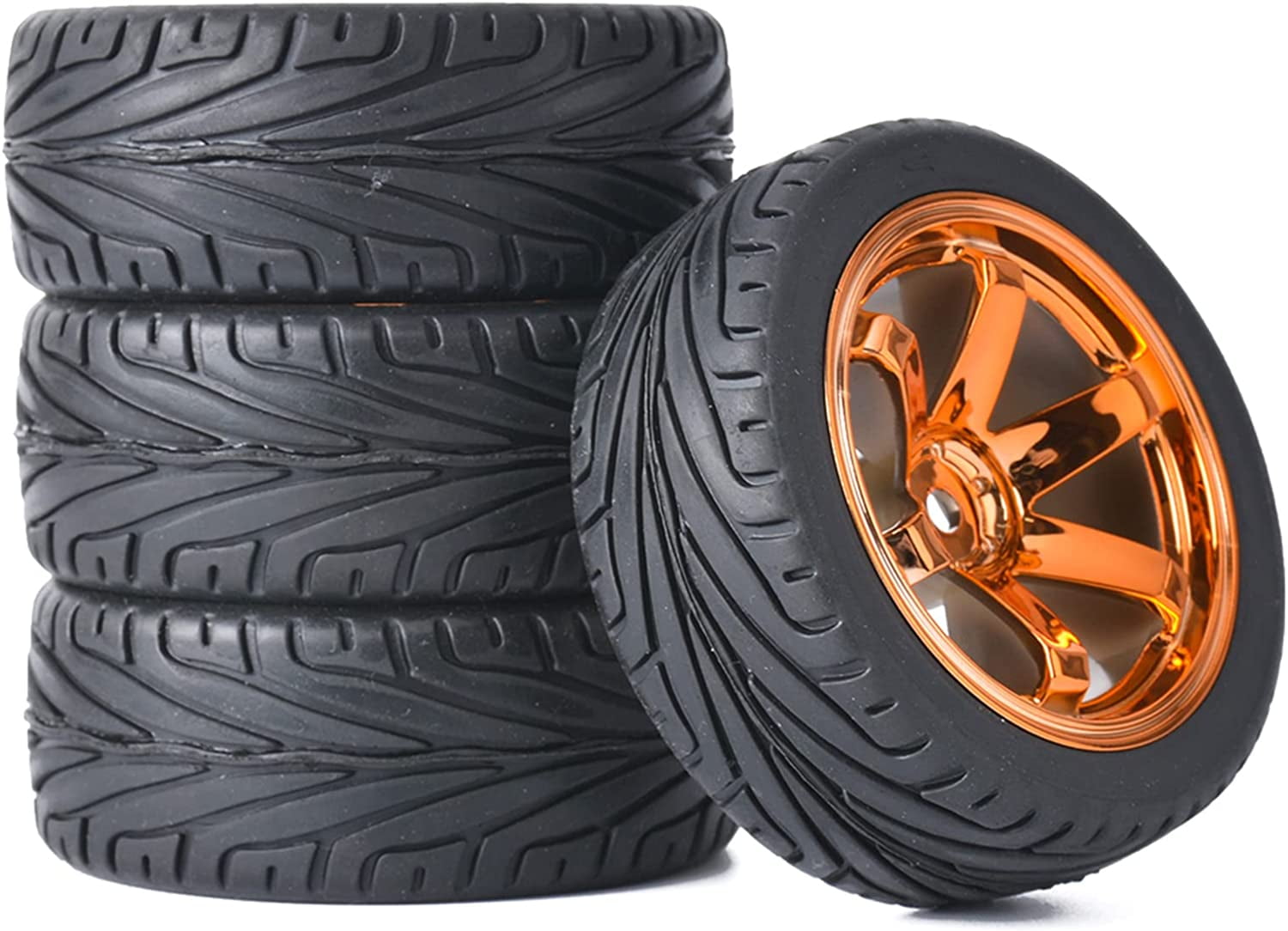 LINLIN 4PCS RC Car Rubber Tires and Plastic Wheels Rims Compatible with ...