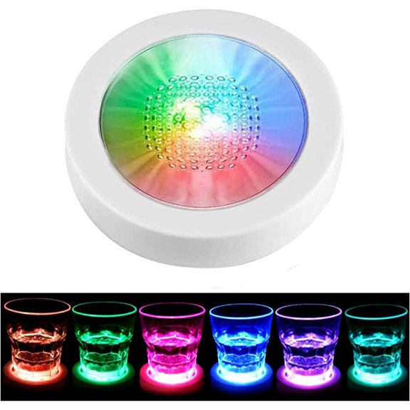 LINLIN 4Pack LED Coasters for Drinks,USB Rechargeable Light Up Coasters Bottle Lights for Bar Beer Champagne,Wine Cup Luminous Mat Cup Holder for Party Wedding Bar Club
