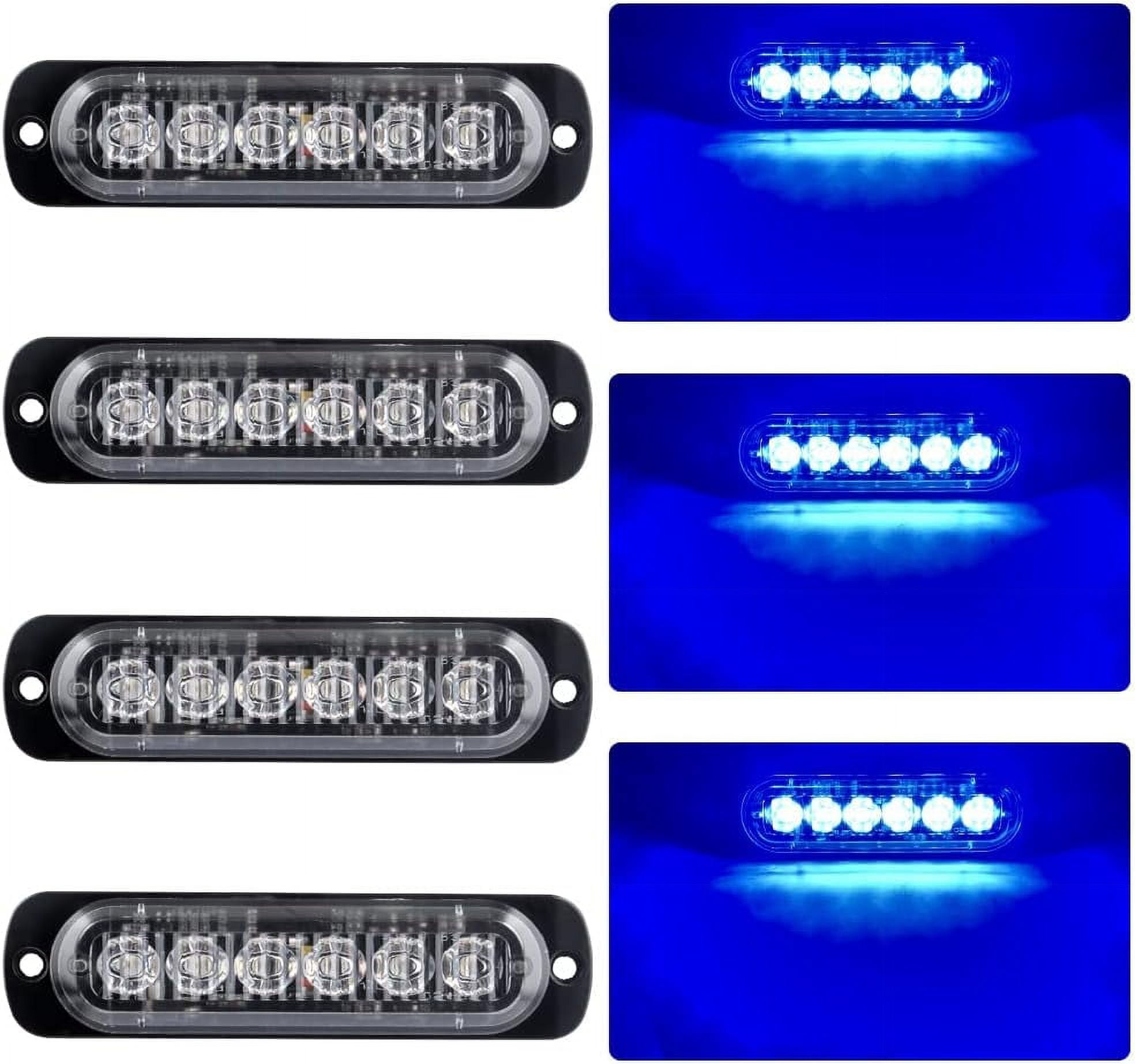 LINLIN 4pcs Ultra Thin 6LED Emergency Warning Lights Hazard Flashing