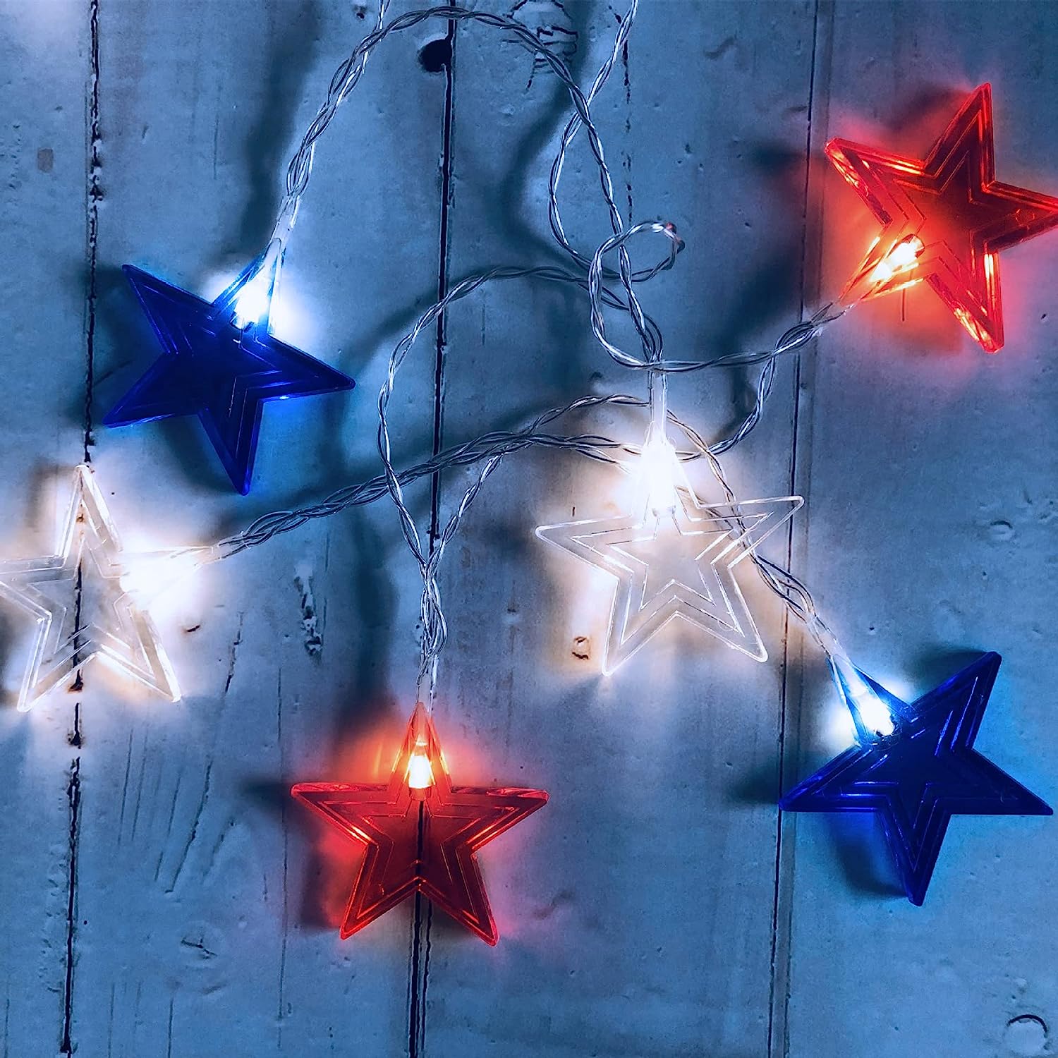 July In Led LINLIN 4th of July Decorations Red, White and Blue Star String Lights 9 ...
