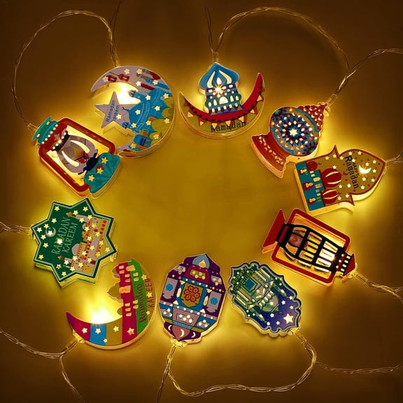 LINLIN 5.4 Feet 10 EID String Light LED Fairy Lights Battery Operated Lights Lantern Ramadan Decorations Mubarak Lights Decor for Indoor Outdoor Home Garden Wedding Birthday Patio