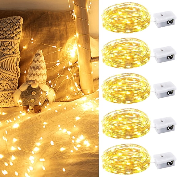 LINLIN 5 Pack LED String Lights, 3 Modes 3M 30 LED Battery Operated Fairy Lights, Waterproof Copper Wire Lights for in/Outdoor Decoration, DIY Parties of Christmas, Halloween, Birthday