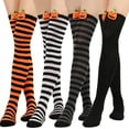 thumbnail image 1 of LINLIN 5 Pairs Womens Knee High Socks stretchy striped Stocking Thigh High Socks, 1 of 7