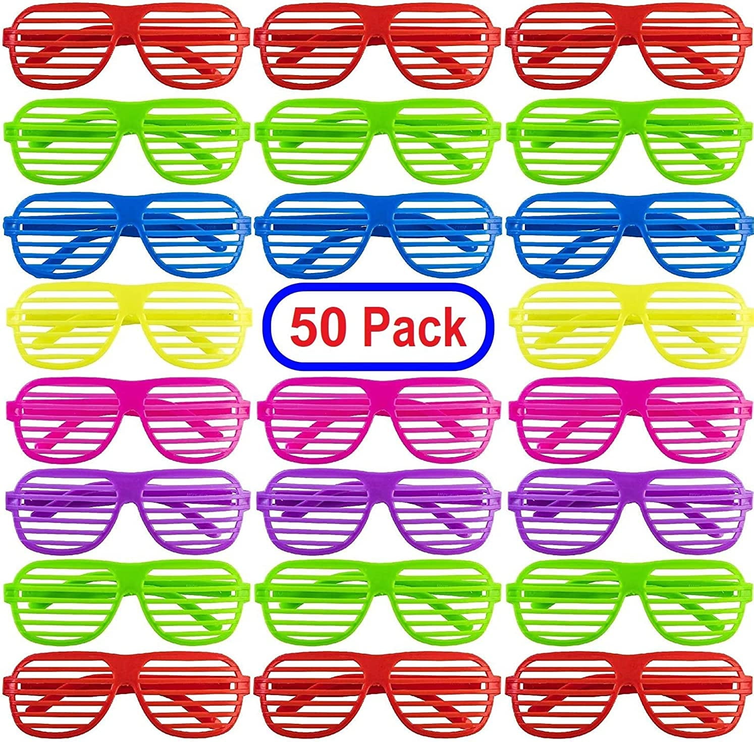 LINLIN 50 Pairs Shutter Glasses Neon Party Shades - Stylish Shutter ...