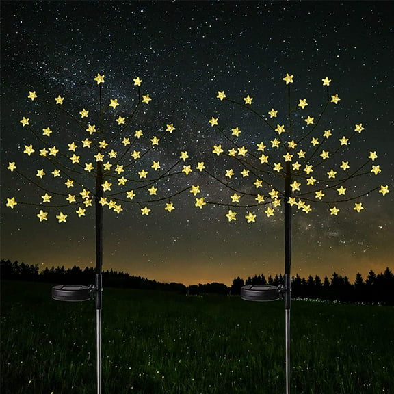 LINLIN 56LED Star Tree Light Solar Pathway Lights Outdoor Garden Stake Light 2Pack Solar Landscape Light Waterproof Decorative Star Light for Patio Lawn Yard Path Walkway Sidewalk Christmas