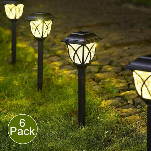 LINLIN 6Pack Solar Pathway Lights Outdoor,Wateroof Solar Lantern Landscape Lights for Lawn Patio Yard Garden Walkway Driveway Christmas Holiday Decorations