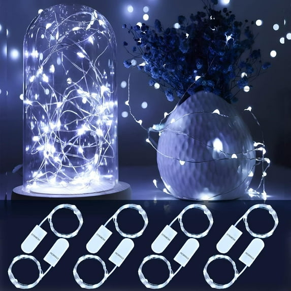 LINLIN 8 Pack Battery Fairy Lights, 2M 20Led Fairy Lights Battery Operated, Copper Wire Battery Operated Lights, String Lights Battery Operated for DIY Wedding Party Holiday and More