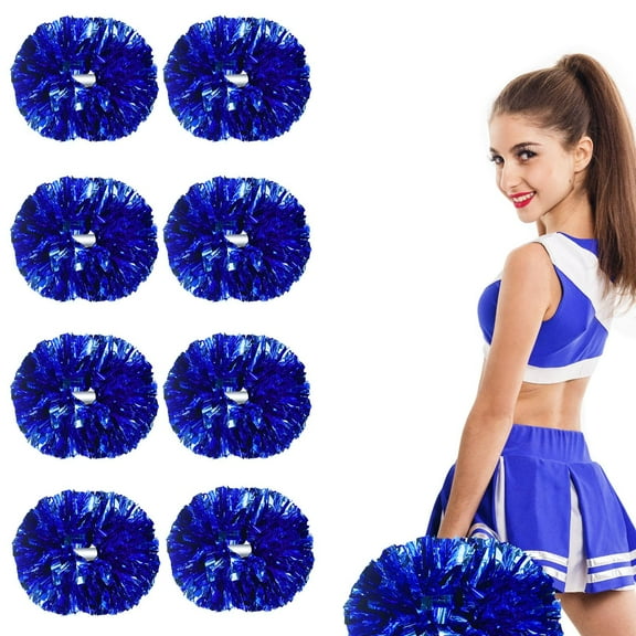 LINLIN 8 Pack Cheerleading Pom Poms with Plastic Handle ,Metallic Cheering Squad Pompoms for Team Sports Football Dance Cheering Kids Adults