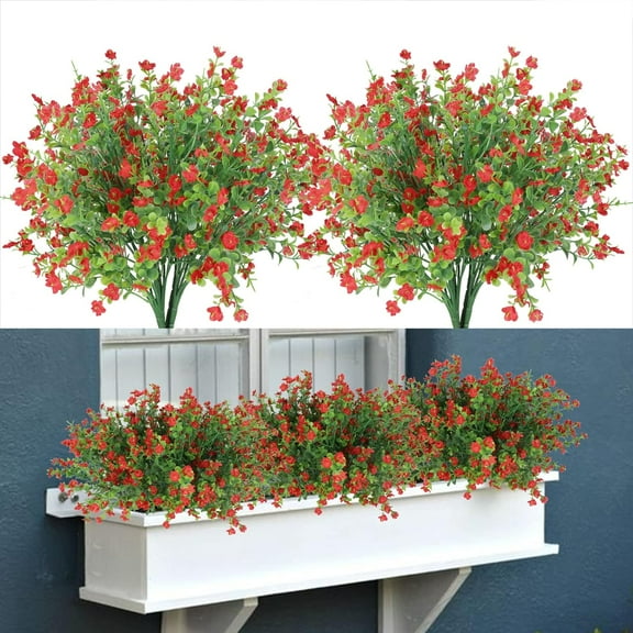 LINLIN 8Pcs Artificial Flowers Christmas Silk Flowers Christmas Faux Flowers Realistic Plastic Flowers Artificial Poinsettia Bouquet Artificial Flowers Red for Christmas Wedding Thanksgiving Decor