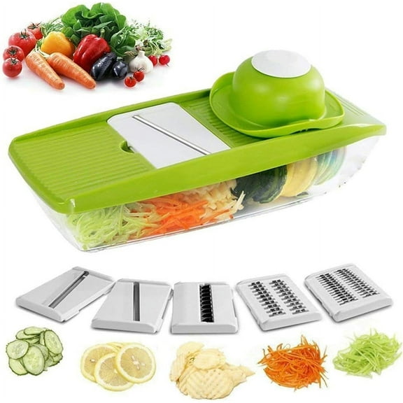 LINLIN 9 in 1 Mandolin Vegetable Food Slicer Julienne and Container - Peeler Cutter Slice