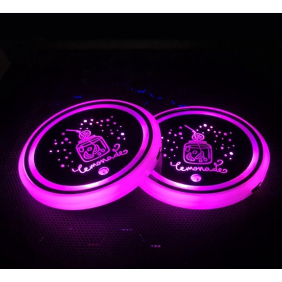 LINLIN Auto Cup Holder Coaster, 2pcs LED Car Coasterss with 7 Colors Luminescent Light Cup Pad, USB Charging Cup Mat for Drink Coaster Accessories Interior Decoration Atmosphere Light
