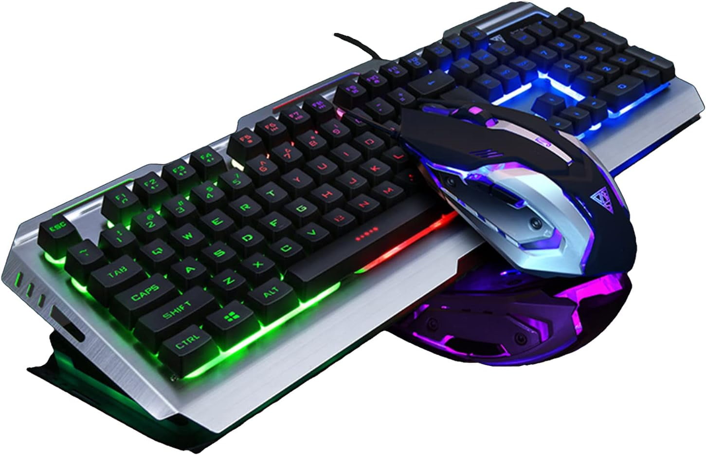 LINLIN Backlit Wired Mechanical Keyboard and Mouse Combo LED Gaming ...