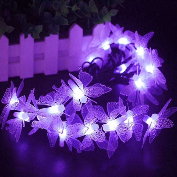 LINLIN Butterfly String Lights, Waterproof 20FT 30LED Butterfly Solar Light Outdoor Solar Rope Lights Fairy Light Decorative Garden Lights for Cafe Patio Party Garden Wedding