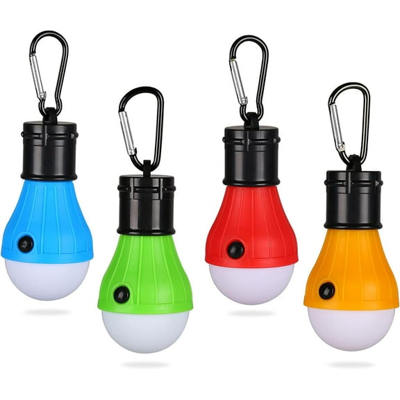 LINLIN Camping Lights, Tent Lights with Carabiner Clips Waterproof Battery Powered LED Camping Lantern Portable Bulb Camping Lamp Tent Lantern Emergency Lights for Camping Hiking Fishing (4 Pack)