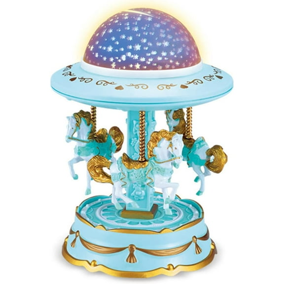 LINLIN Carousel Music Box, Wooden Rotating Music Box Desktop Decoration for Birthday Christmas Decorations