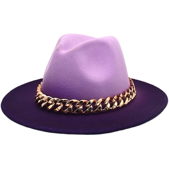 LINLIN Chain Brim Felt hat Bag Set, Fedora Hat Unisex Wide Brim Jazz Hat Gentleman Hat Panama Hat for Men & Women