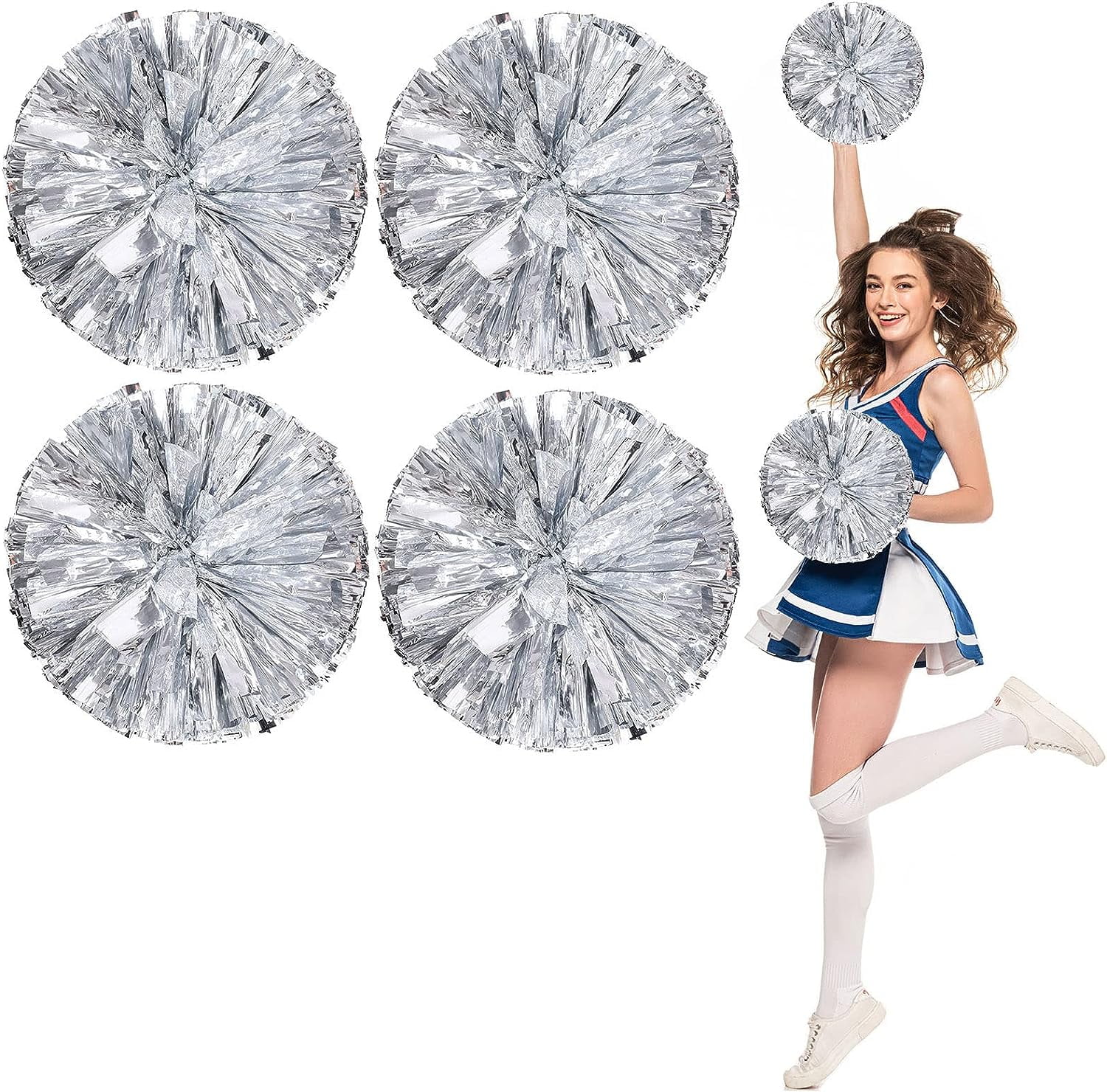 LINLIN Cheer Pom Pom, Cheerleading Pom Poms, Premium Metallic Pom Poms Set Cheering Hand Flowers Handle Dance Pom Poms Cheering Squad Pompoms for Football Basketball Cheers