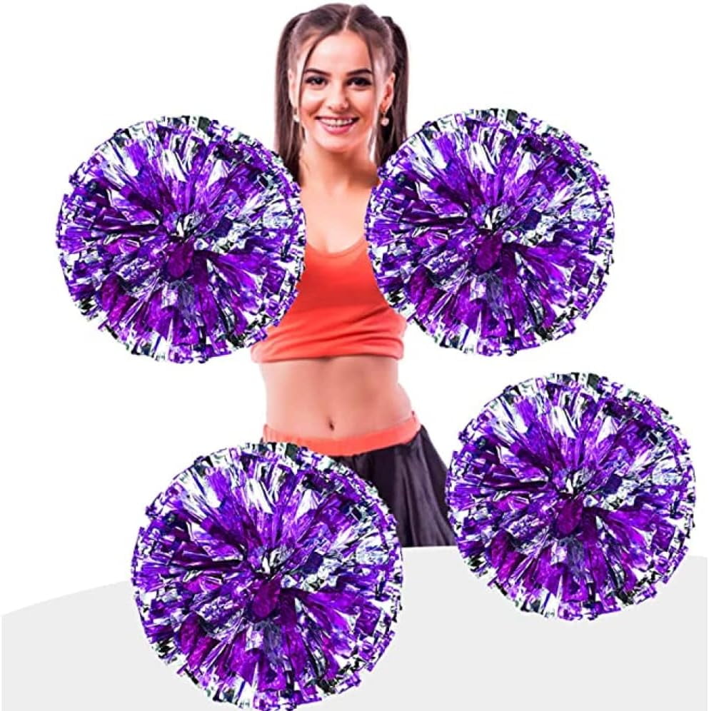 LINLIN Cheerleading Pom Poms, Cheerleader Pompoms Hand Flowers for Sports Cheers Ball Dance Costume Night Party Team Spirit, 4PCS Party Supplies