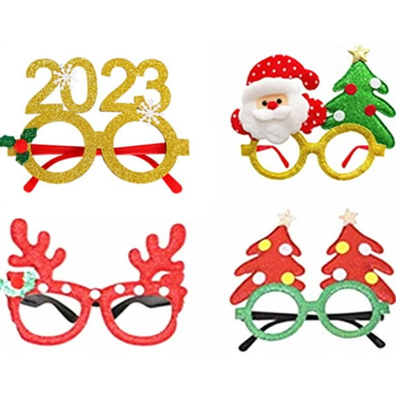 LINLIN Christmas Glasses, 9 Pieces Glitter Party Glasses Frames Christmas Funny Sunglasses Christmas Party Glasses for Christmas Parties Holiday