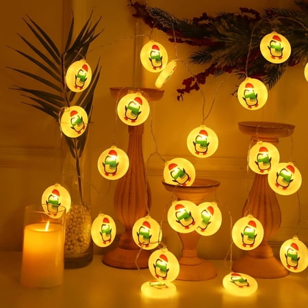 LINLIN Christmas Lamp String Penguin Pattern String Lights LED Battery Powered Lighting Lamp for Xmas Tree Wall Wedding Party Decor 1.5 m