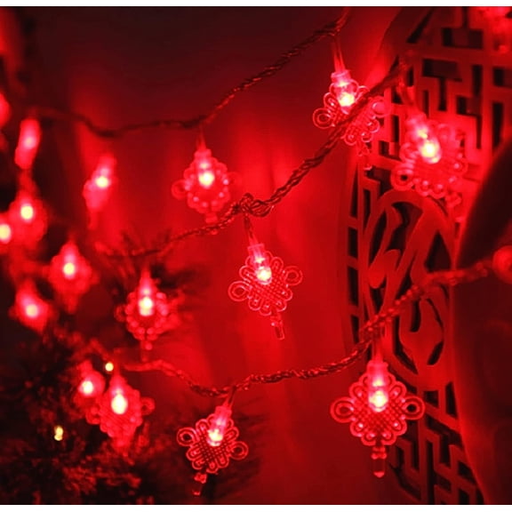 LINLIN Christmas Light String, Red Hanging Lanterns String Lights Battery Operated Chinese New Year String Lights for Spring Festival, Christmas