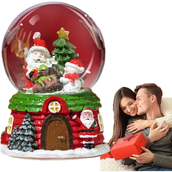 LINLIN Christmas Musical Snow Globe,Cute Music Ball Cartoon Water Globe,Crystal Balls With LED Light For Shelves Tables Desks Living Rooms Koranuly
