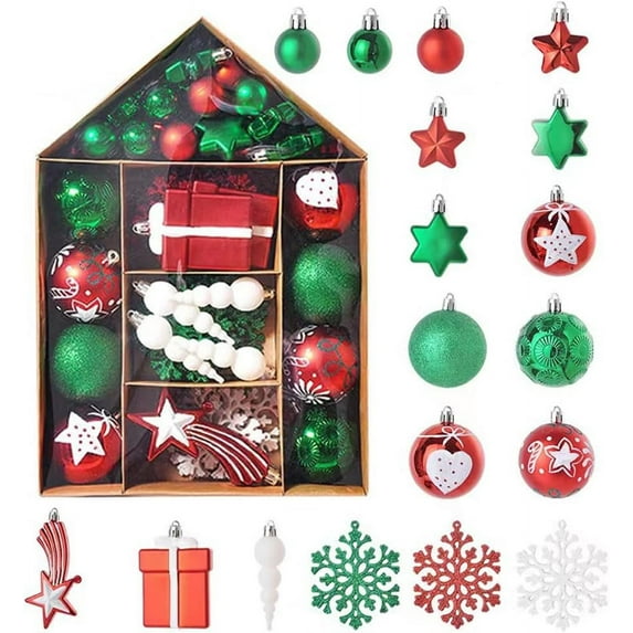 LINLIN Christmas Ornament Set, 70PCS Christmas Baubles Shatterproof Christmas Tree Balls Ornaments Hanging Decoration Assorted Ornament for Christmas Tree Decorations, Holidays, Party