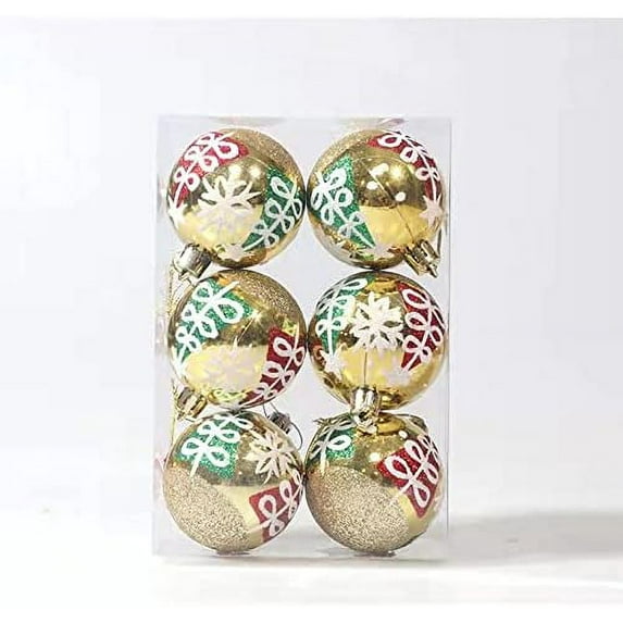LINLIN Christmas Painted Balls, 6Pcs 6Cm Christmas Balls Decoration Shatterproof Christmas Tree Baubles Mini Christmas Hanging Ball for Holiday Wedding Party Decoration