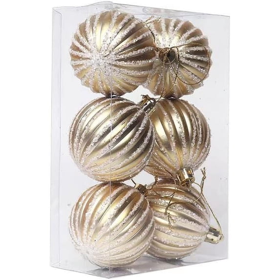 LINLIN Christmas Painted Balls, 6Pcs 6cm Christmas Ball Assorted Christmas Ball Christmas Pumpkin Ball for Holiday Xmas Tree Decorations