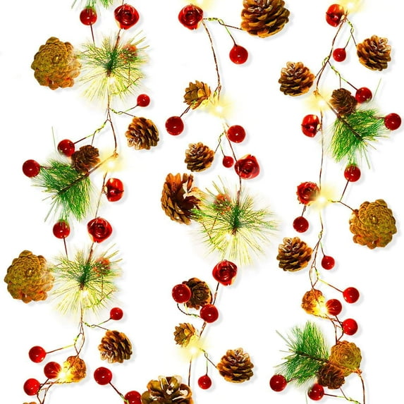 LINLIN Christmas Pine Cones Light String, 6.6ft 20 LEDs Garland String Lights USB Copper Fairy Lights for Indoor Home Hotel Store Decoration
