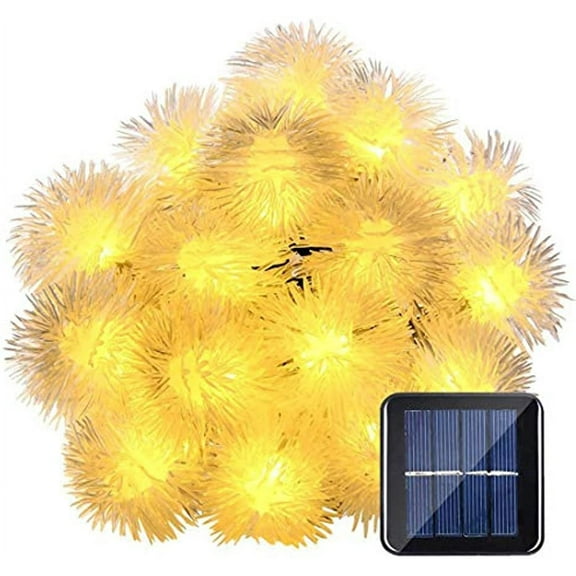 LINLIN Chuzzle Solar String Lights Outdoor,Waterproof 20FT 30LED Dandelion Ball Solar Powered Globe Fairy String Lights for Garden Camping Patio Weeding Party Christmas Decor (Warm White)