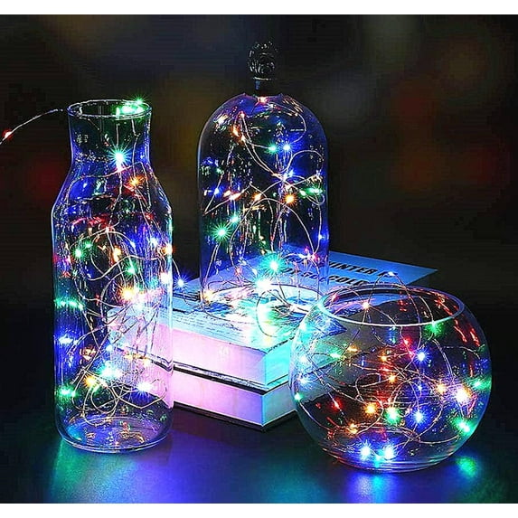 LINLIN Copper Wire Lights, 2 Pack 10M 33ft 100 LED Copper Wire Fairy Lights Battery Operated with 8 Mode Remote Waterproof Starry Fairy Lights for Indoor Outdoor Decoration