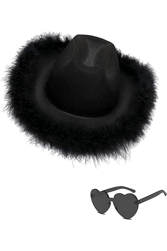 Cowboy Hat LED Light Up Hat and Heart Sunglasses Sparkly Space Cowgirl Hat for Women Girls Halloween Costume