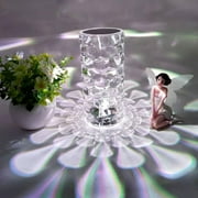 LINLIN Crystal Bedside Table Lamp, Crystal Rose Diamond Table Lamp Touch Control,3 Lighting Colors Brightness Adjustable USB Rechargeable Crystal Decorative Nights Lamp