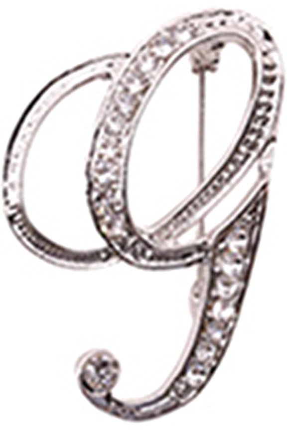 Crystal Letter Brooches, 26 Letters Pins Brooches Silver Plated Metal Broaches Pins Clear Crystal Initial Breast pin for Women