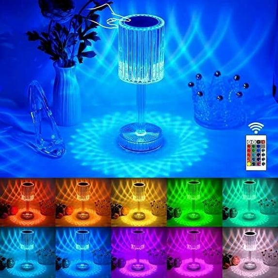 LINLIN Crystal lamp, LED Touch Lamps Bedside Lamps,3 Lighting Colors Brightness Adjustable USB Rechargeable for Living Room,Dresser Table Romantic Decoration