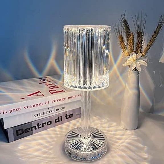 LINLIN Crystal lamp, LED Touch Lamps Bedside Lamps,3 Lighting Colors Brightness Adjustable USB Rechargeable for Living Room,Dresser Table Romantic Decoration