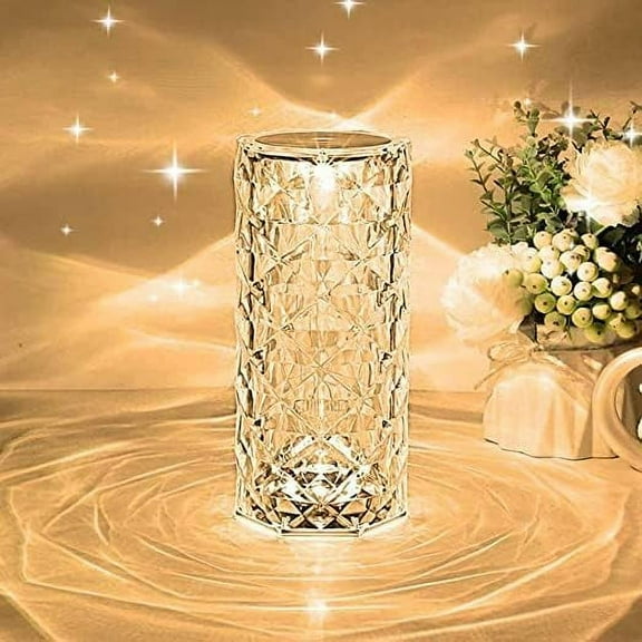 LINLIN Crystal lamp, LED Touch Lamps Bedside Lamps,3 Lighting Colors Brightness Adjustable USB Rechargeable for Living Room,Dresser Table Romantic Decoration